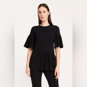Stella McCartney Black Ruffle Hem Peplum Tunic  Top Size 40 Contemporary Minimal